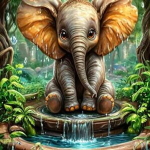Elefant i springvand